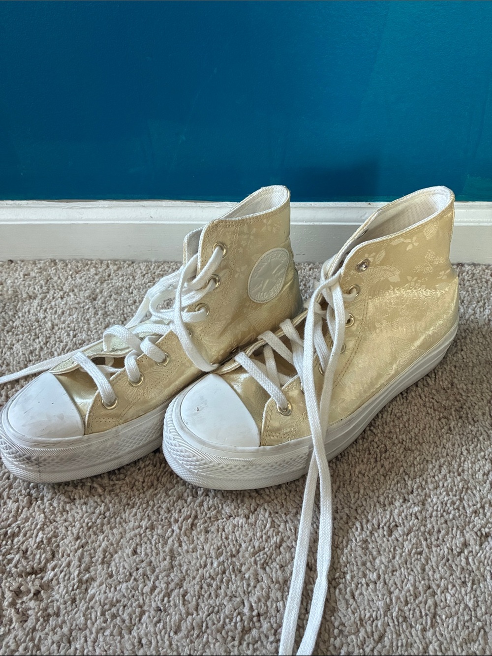 Converse High-Top Sneakers in Shimmery Cream Gold